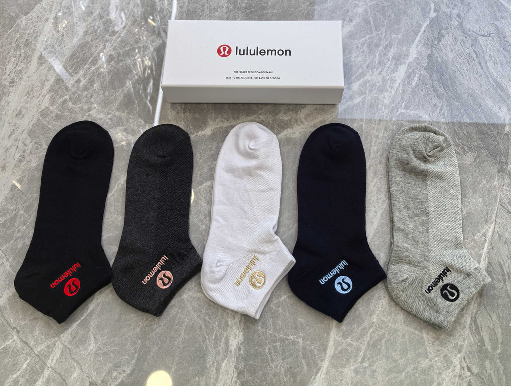 Lululemon Pastel Colour Tonal Waistbands No-Show Socks - 5-Pair Set