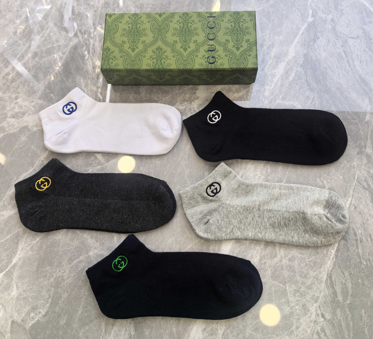 Gucci Small Colourful Emblem Details Ankle Socks - 5-Pair Set