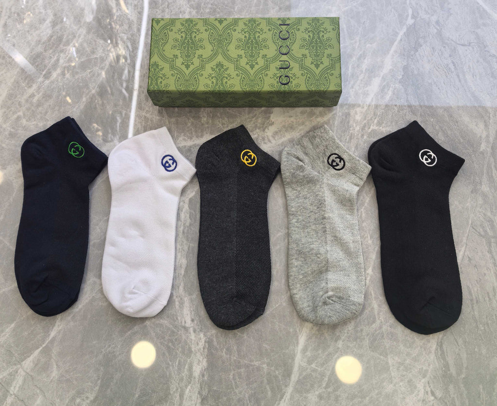 Gucci Small Colourful Emblem Details Ankle Socks - 5-Pair Set