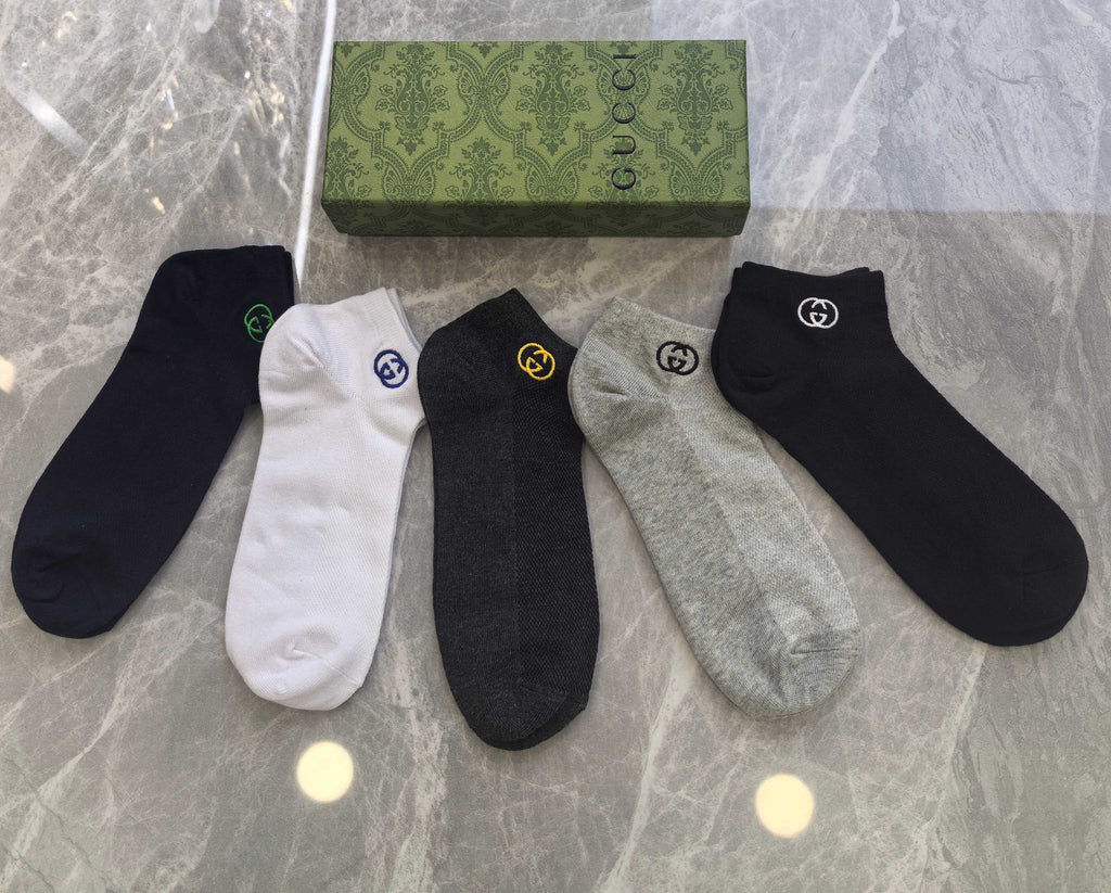 Gucci Small Colourful Emblem Details Ankle Socks - 5-Pair Set