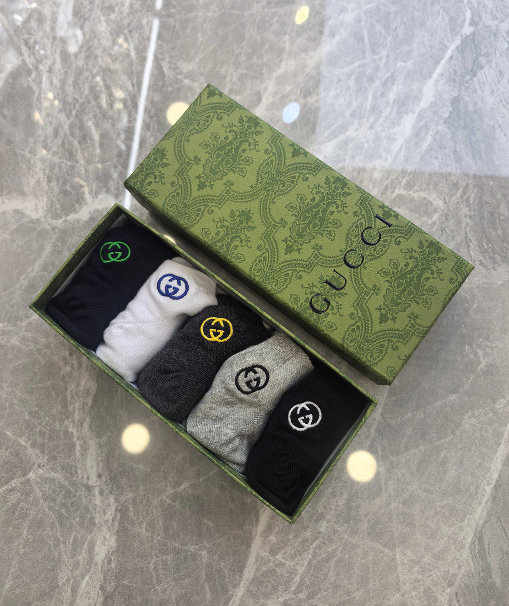 Gucci Small Colourful Emblem Details Ankle Socks - 5-Pair Set