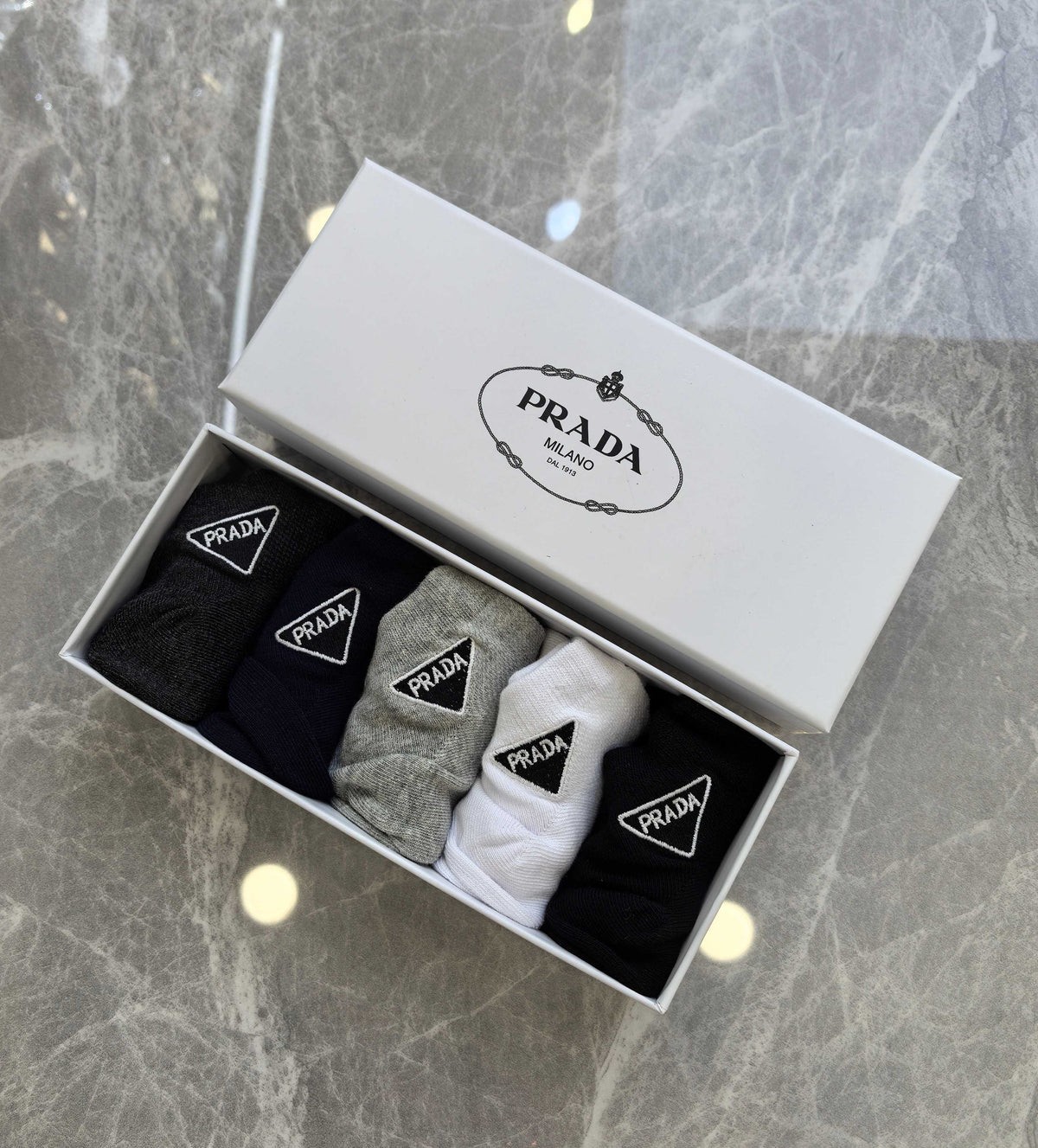Prada Triangular Emblem Details Ankle Socks - 5-Pair Set