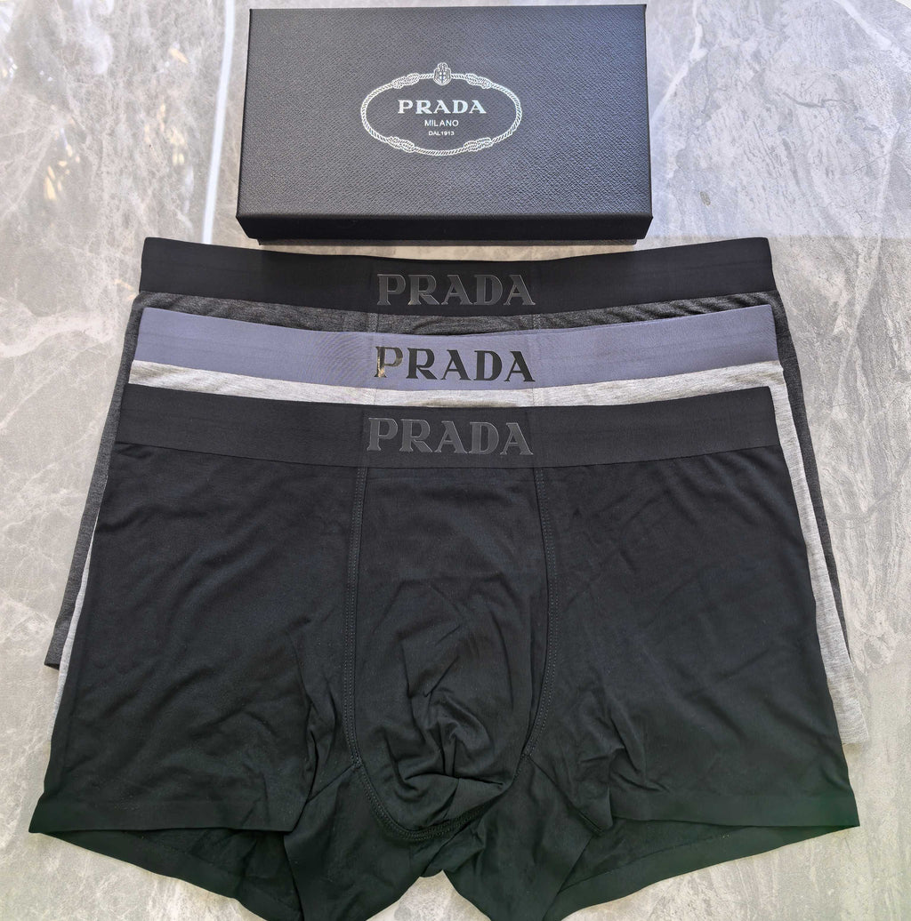 Prada Black & Grey Men's Boxer Briefs - 3-Piece Box