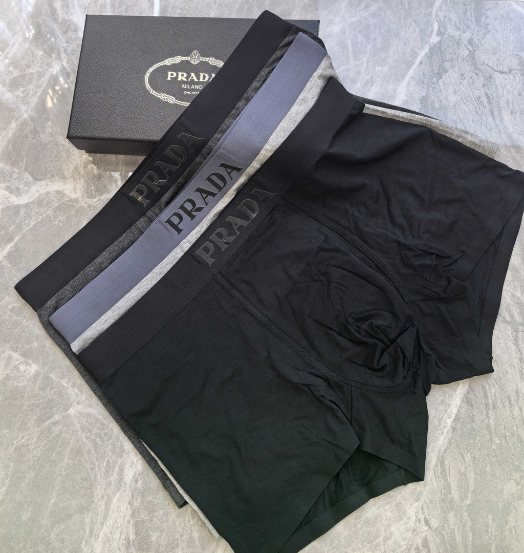 Prada Black & Grey Men's Boxer Briefs - 3-Piece Box