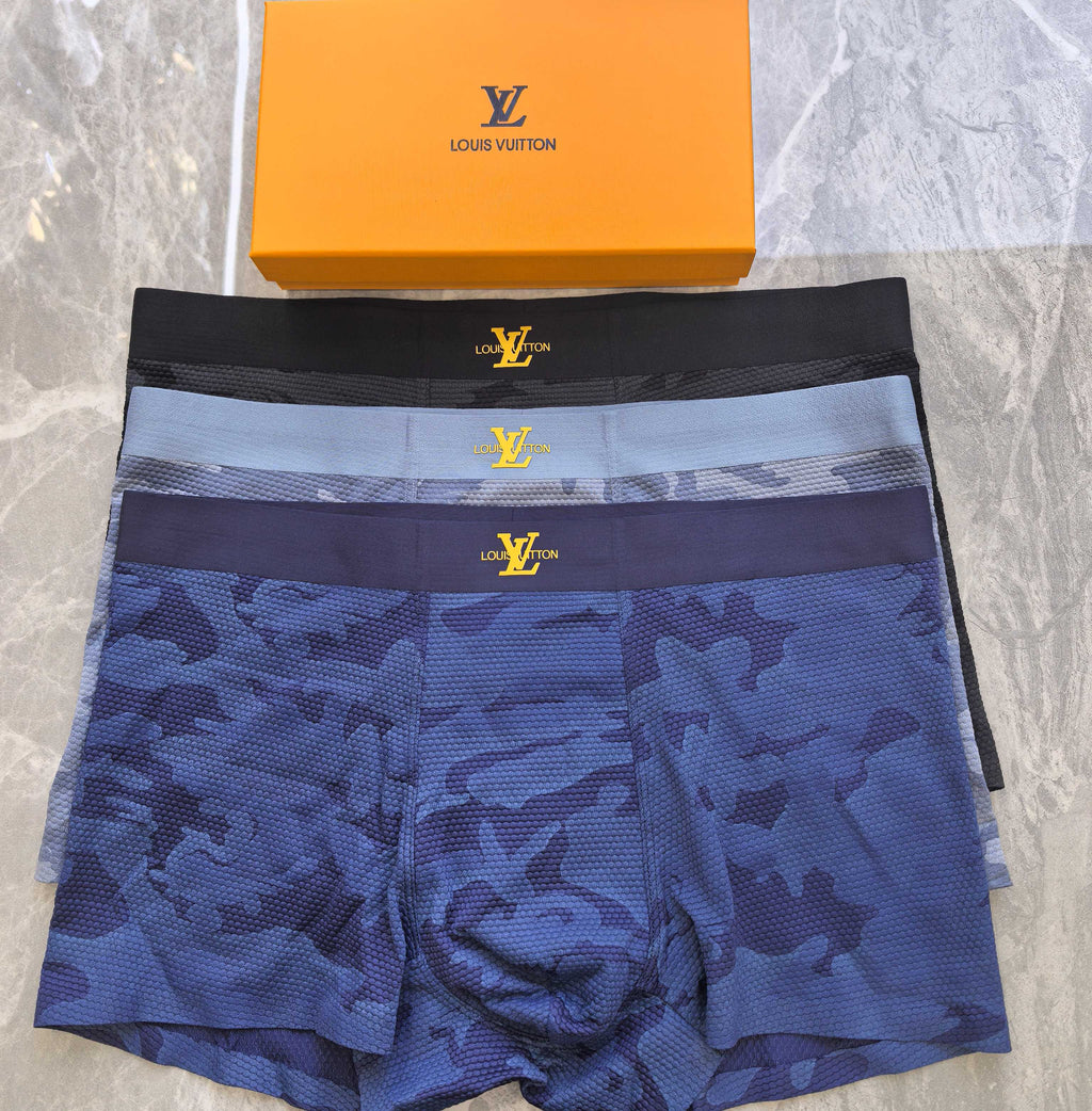 Louis Vuitton Blue Camo Boxer Briefs 3-Piece Box Collection