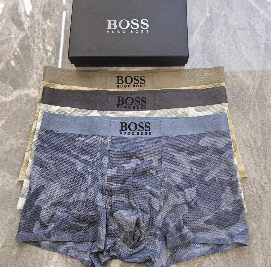BOSS White Camo Boxer Briefs 3-Piece Box Collection Essentials