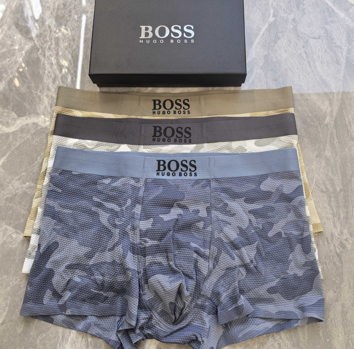 BOSS White Camo Boxer Briefs 3-Piece Box Collection Essentials