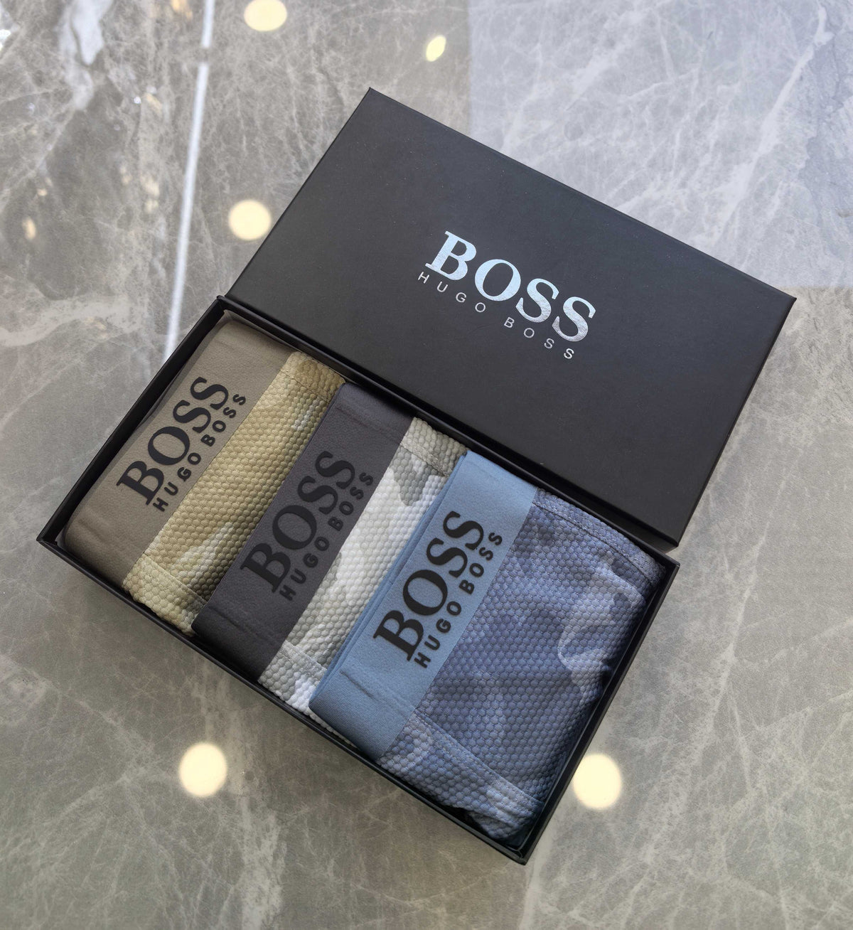 BOSS White Camo Boxer Briefs 3-Piece Box Collection Essentials