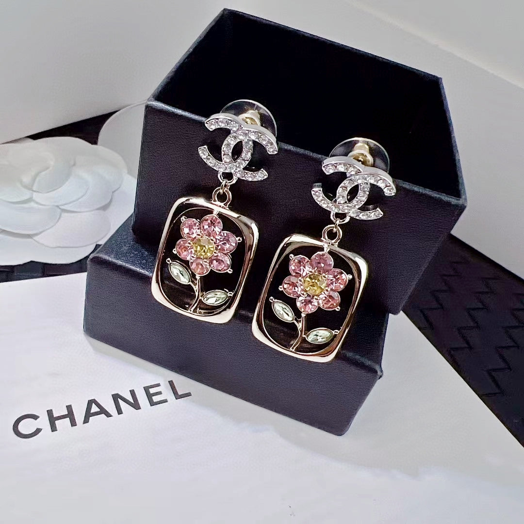 Letter Crystal-Accent Stud Earrings – Design 003 detail view