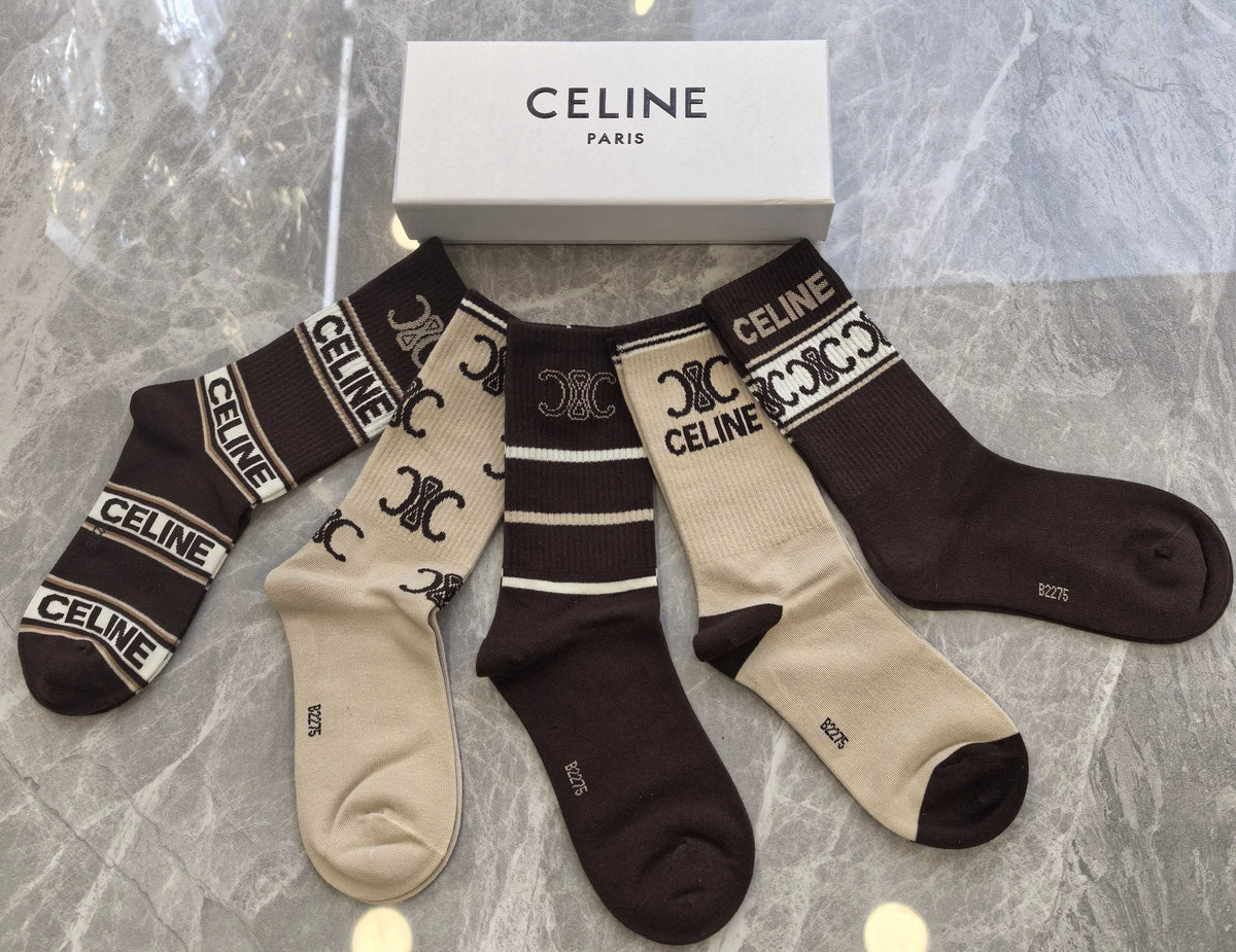 Celine Cotton Short Socks - 5-Pair Pack
