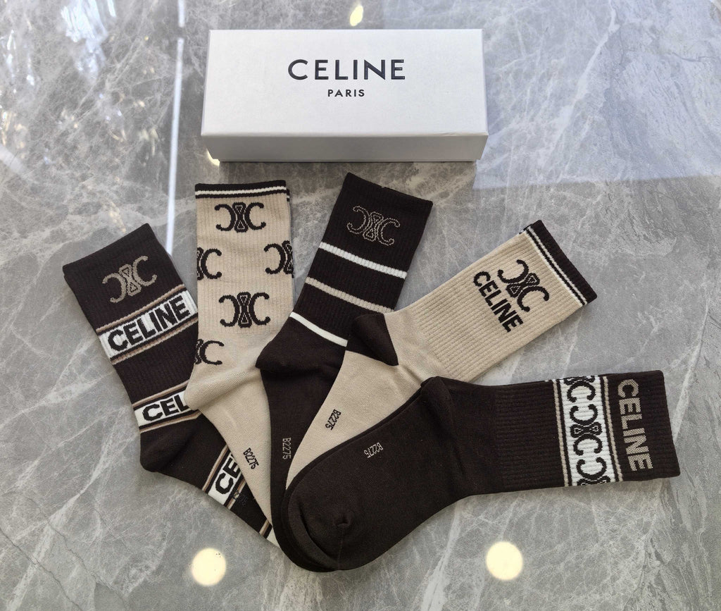 Celine Cotton Short Socks - 5-Pair Pack