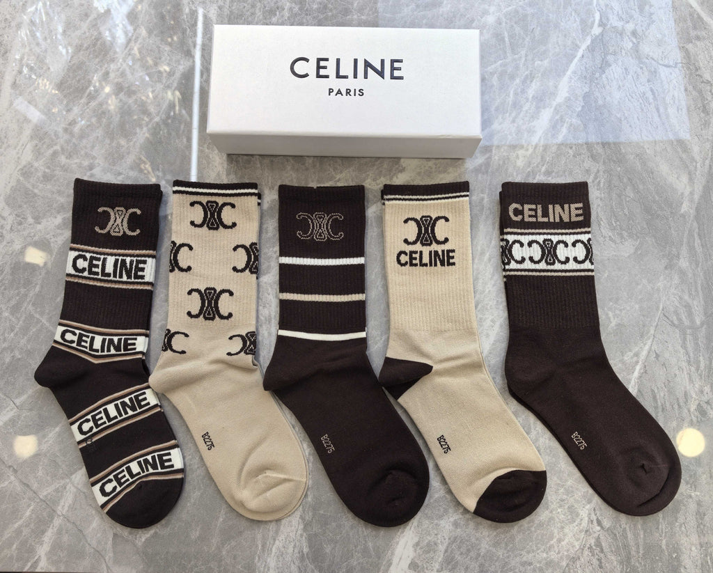 Celine Cotton Short Socks - 5-Pair Pack