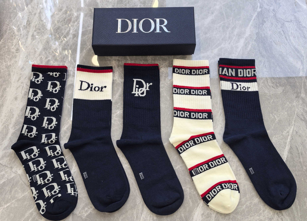 Dior Cotton Short Socks - 5-Pair Pack
