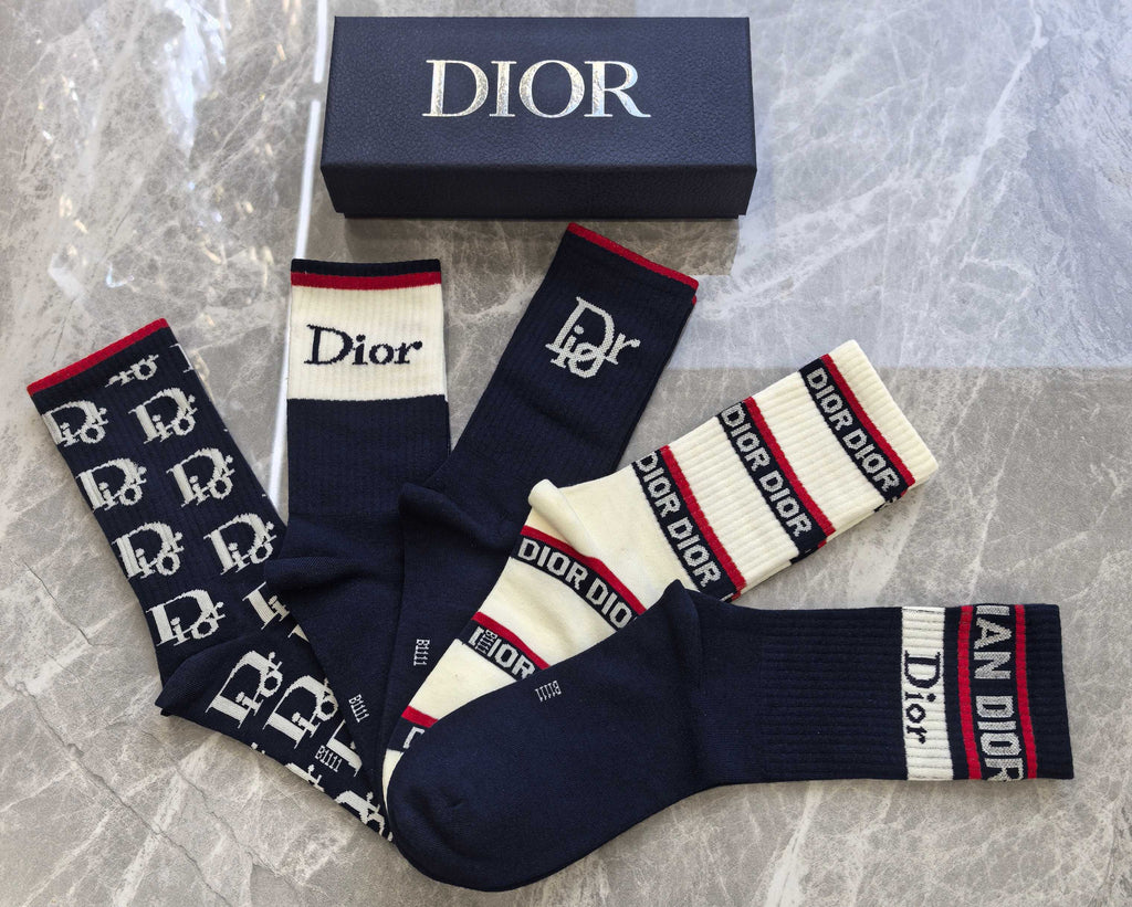 Dior Cotton Short Socks - 5-Pair Pack