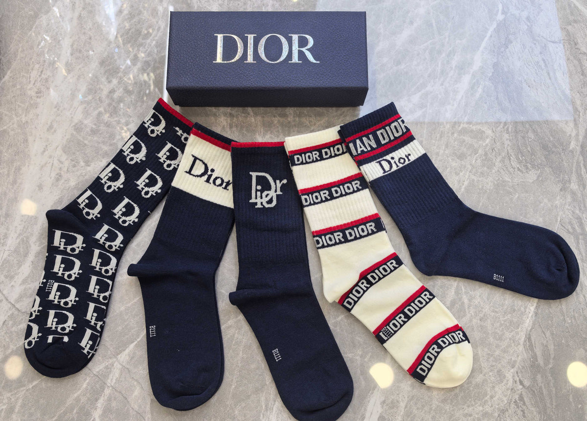 Dior Cotton Short Socks - 5-Pair Pack