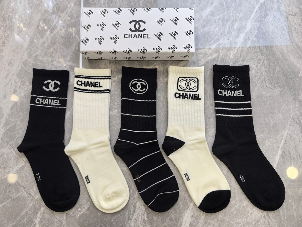 Chanel Cotton Crew Socks - 5-Pair Pack