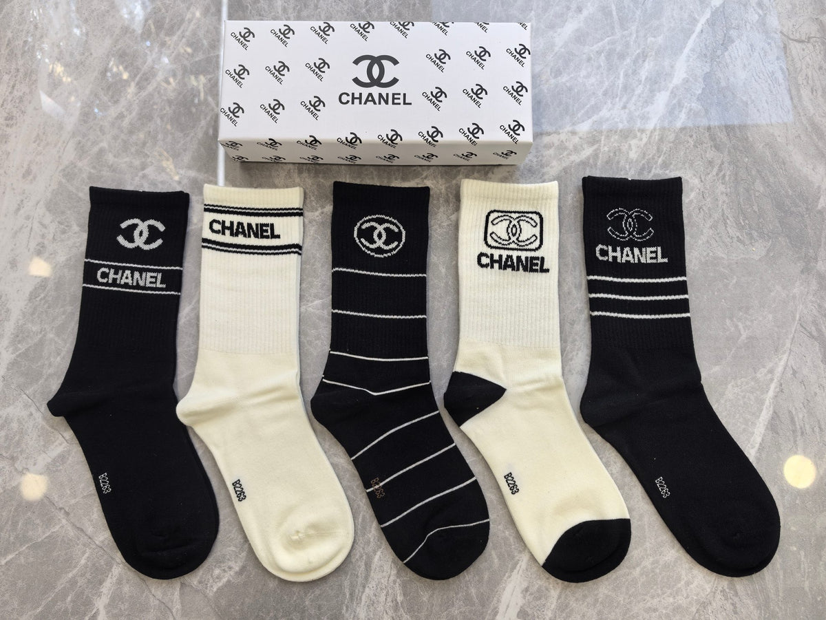 Chanel Cotton Crew Socks - 5-Pair Pack