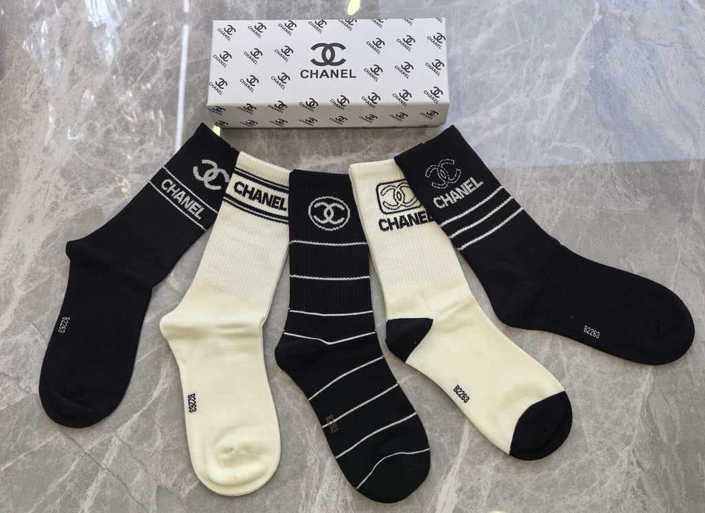 Chanel Cotton Crew Socks - 5-Pair Pack