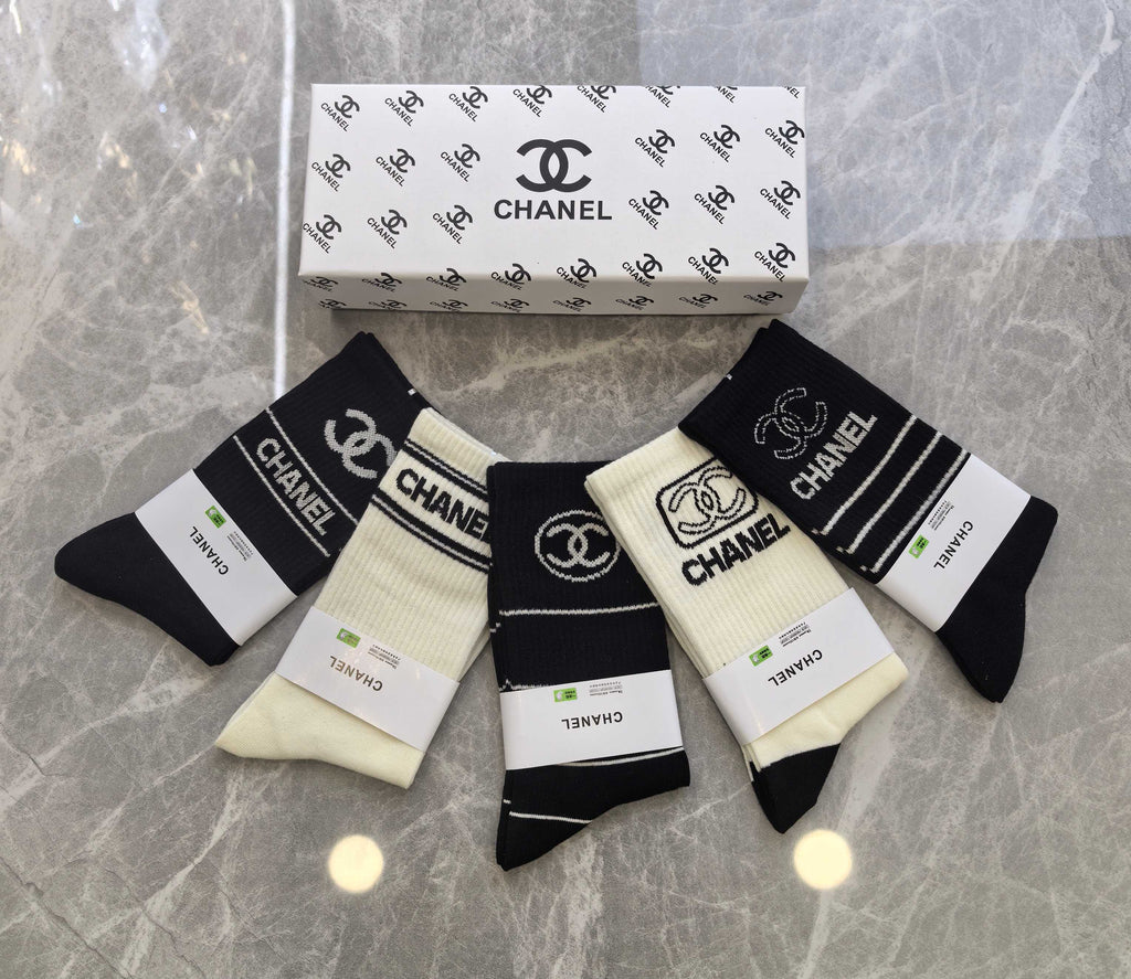 Chanel Cotton Crew Socks - 5-Pair Pack