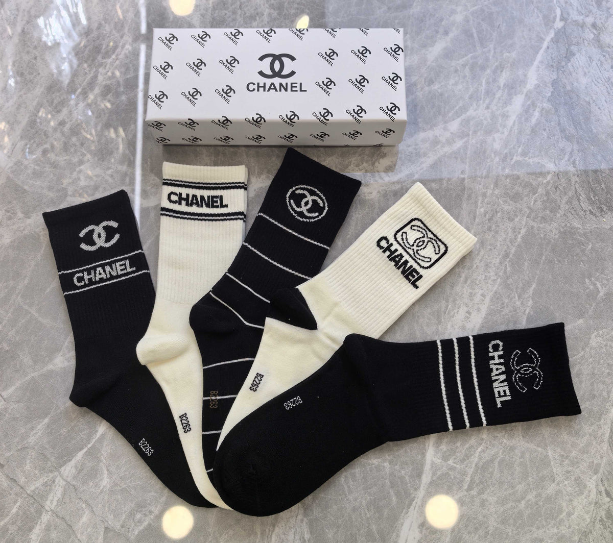 Chanel Cotton Crew Socks - 5-Pair Pack