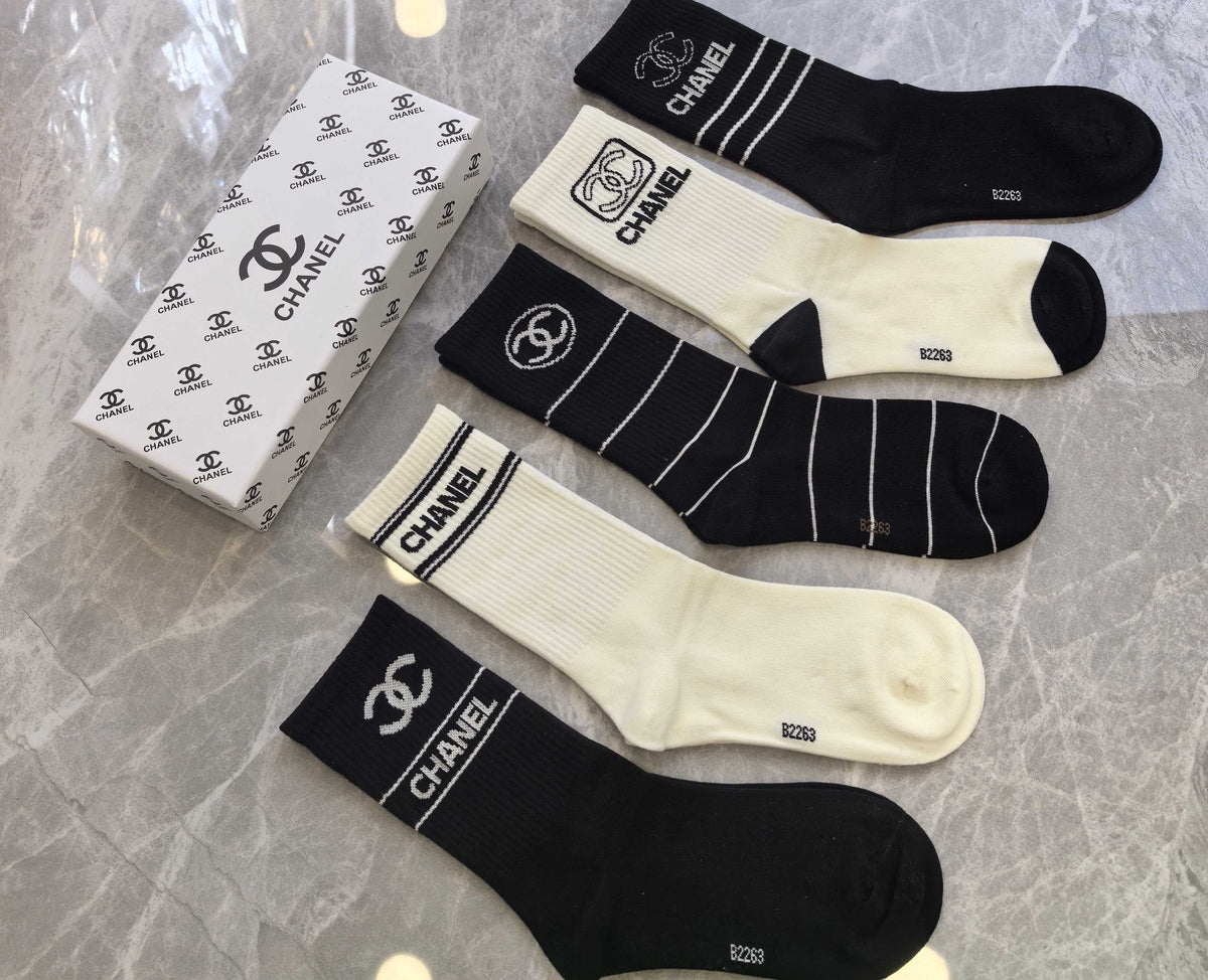 Chanel Cotton Crew Socks - 5-Pair Pack