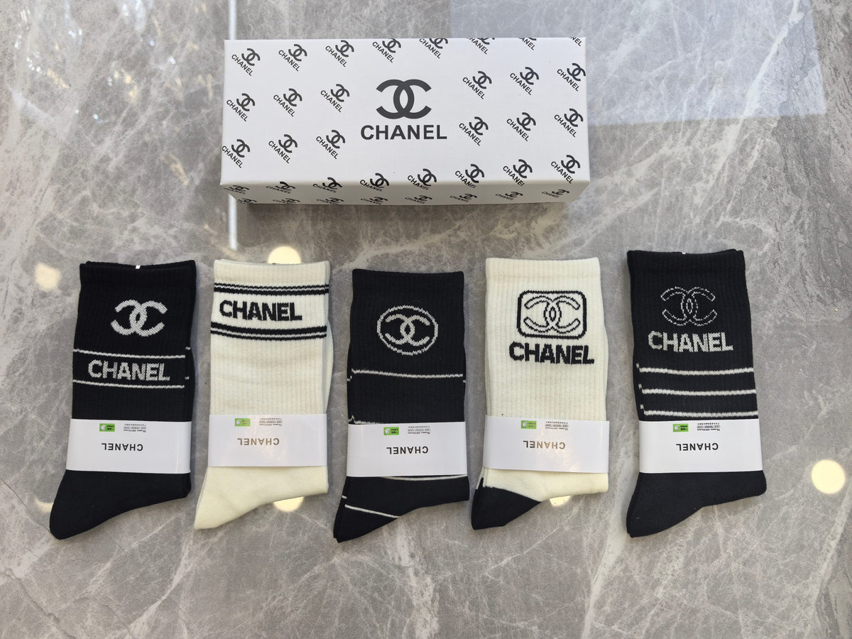 Chanel Cotton Crew Socks - 5-Pair Pack