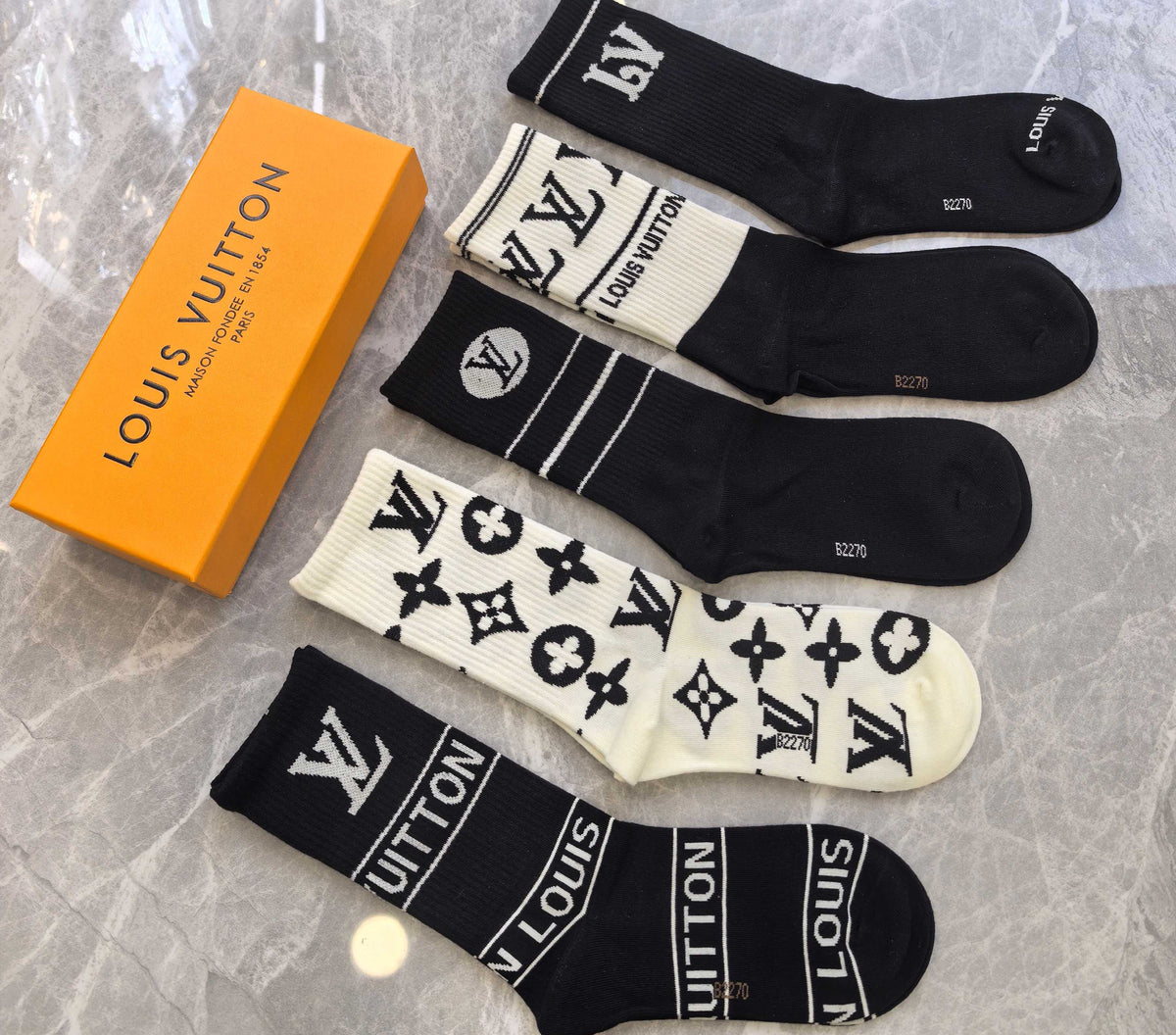 Louis Vuitton Small Initial Details Crew Socks - 5-Pair Set
