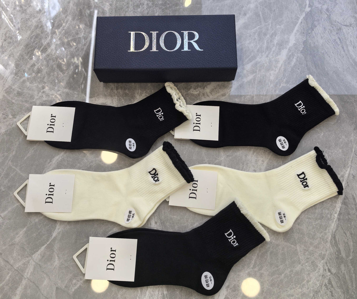 Dior Cotton Crew Socks - 5-Pair Pack