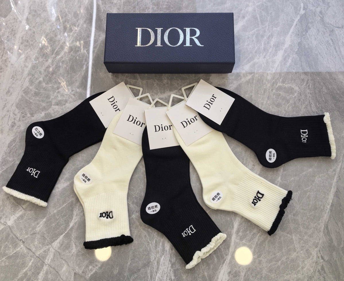 Dior Cotton Crew Socks - 5-Pair Pack