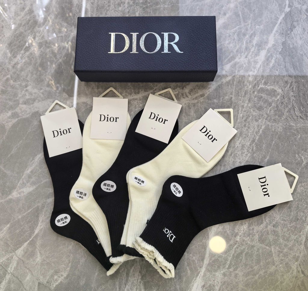 Dior Cotton Short Socks - 5-Pair Pack