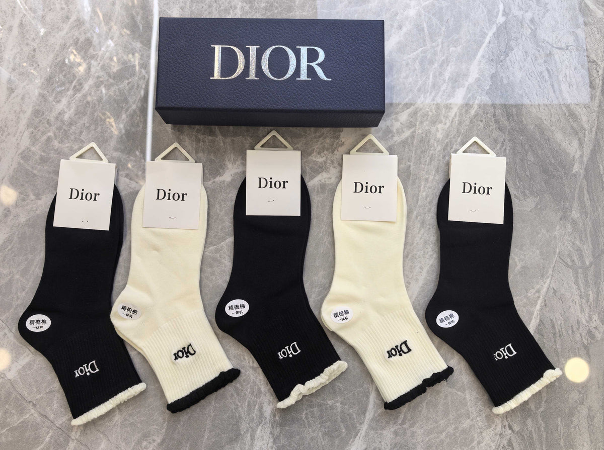 Dior Cotton Crew Socks - 5-Pair Pack