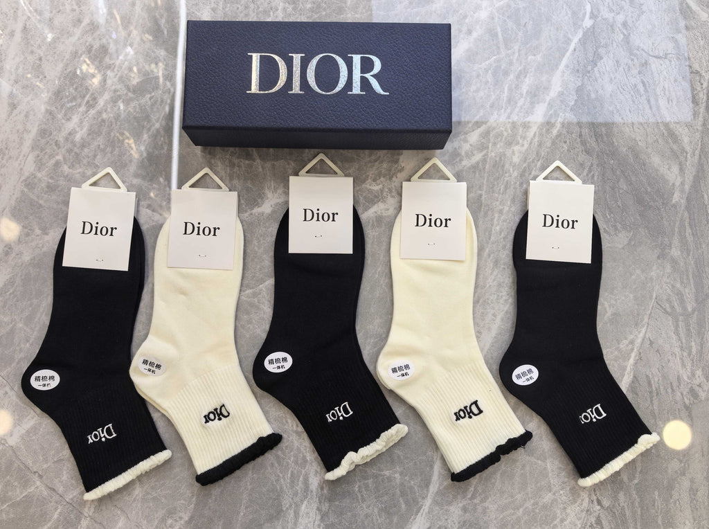 Dior Cotton Short Socks - 5-Pair Pack