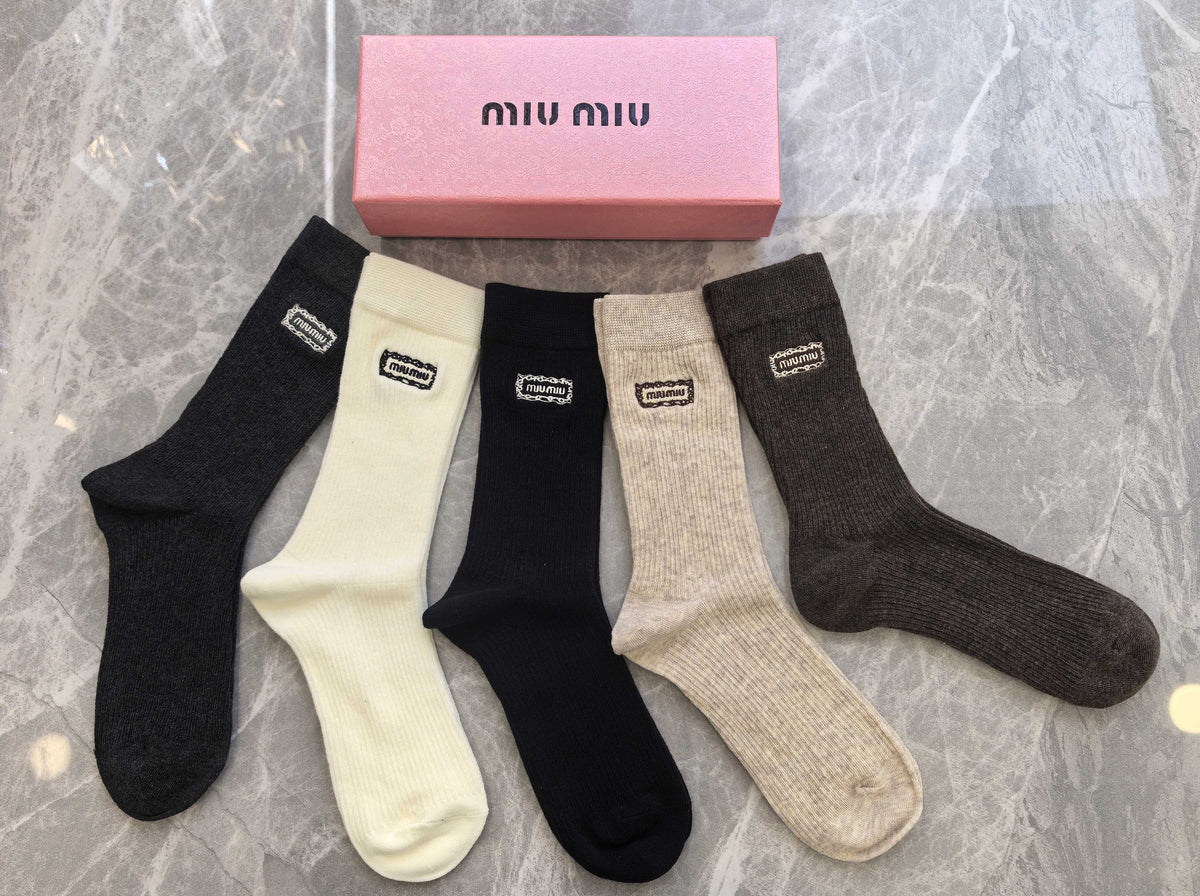 Miu Miu Cashmere Crew Socks - 5-Pair Box
