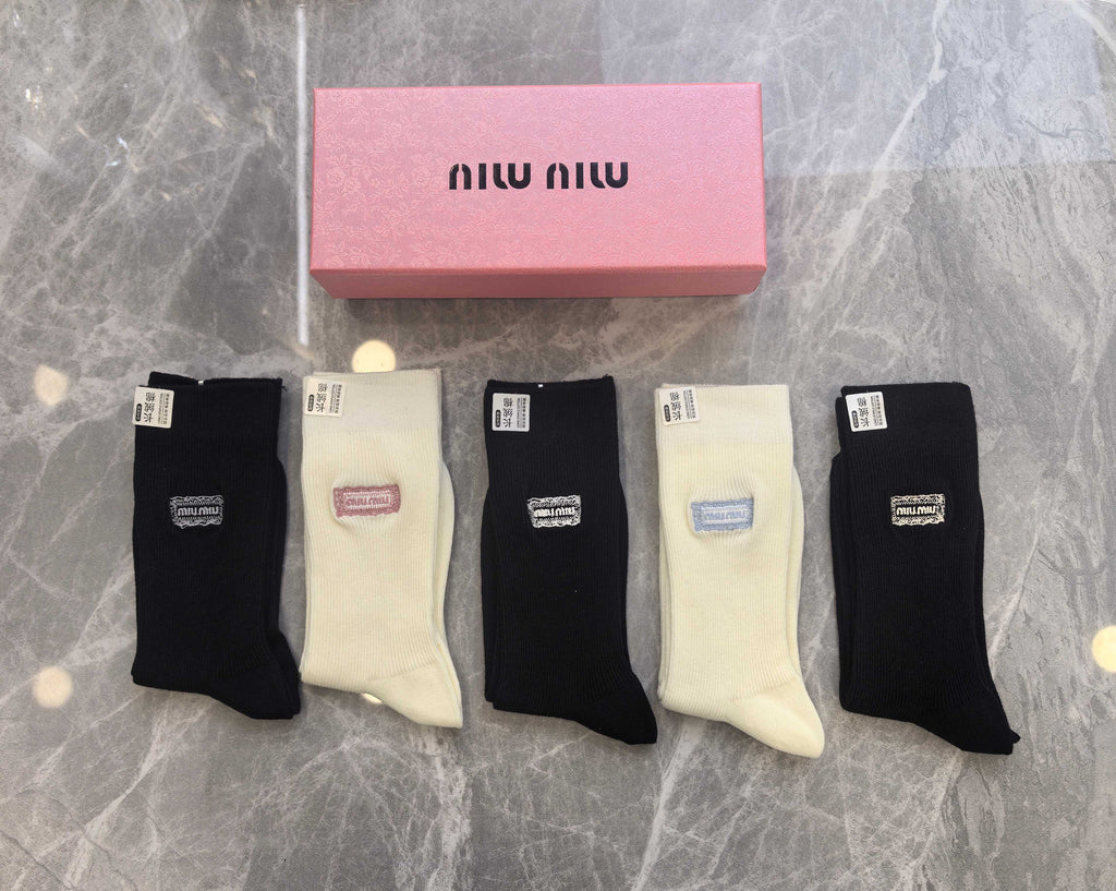 Miu Miu Cashmere Crew Socks - 5-Pair Box