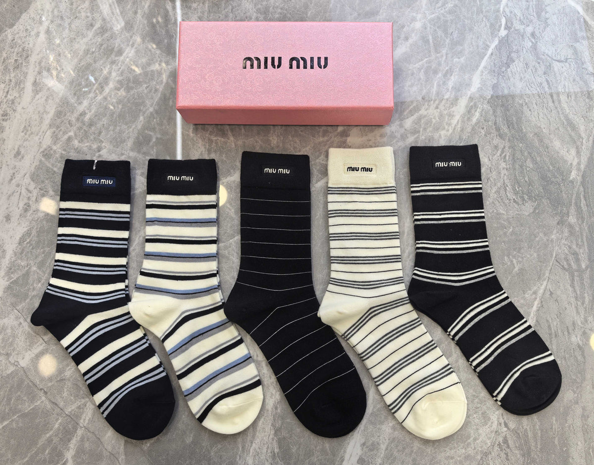 Miu Miu Cashmere Crew Socks - 5-Pair Box