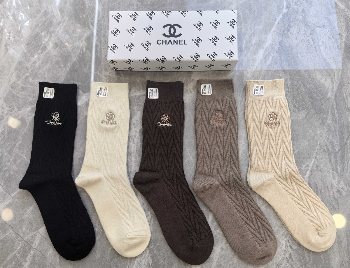 Chanel Cashmere Crew Socks - 5-Pair Box