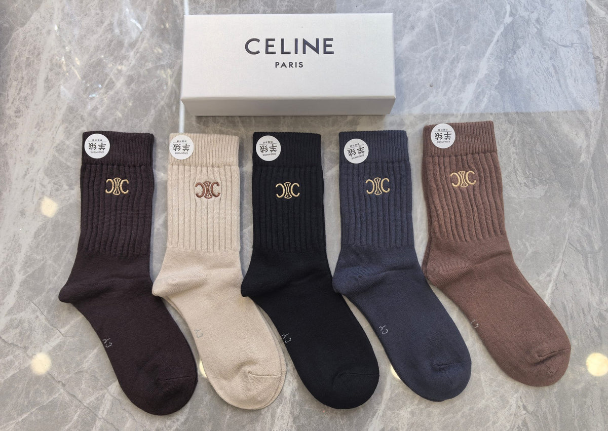 Celine Crew Socks - 5-Pair Pack