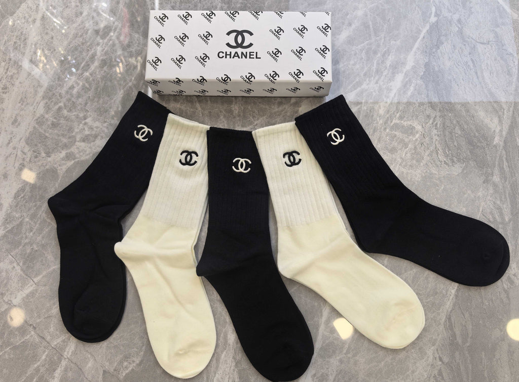 Chanel Cotton Crew Socks - 5-Pair Pack