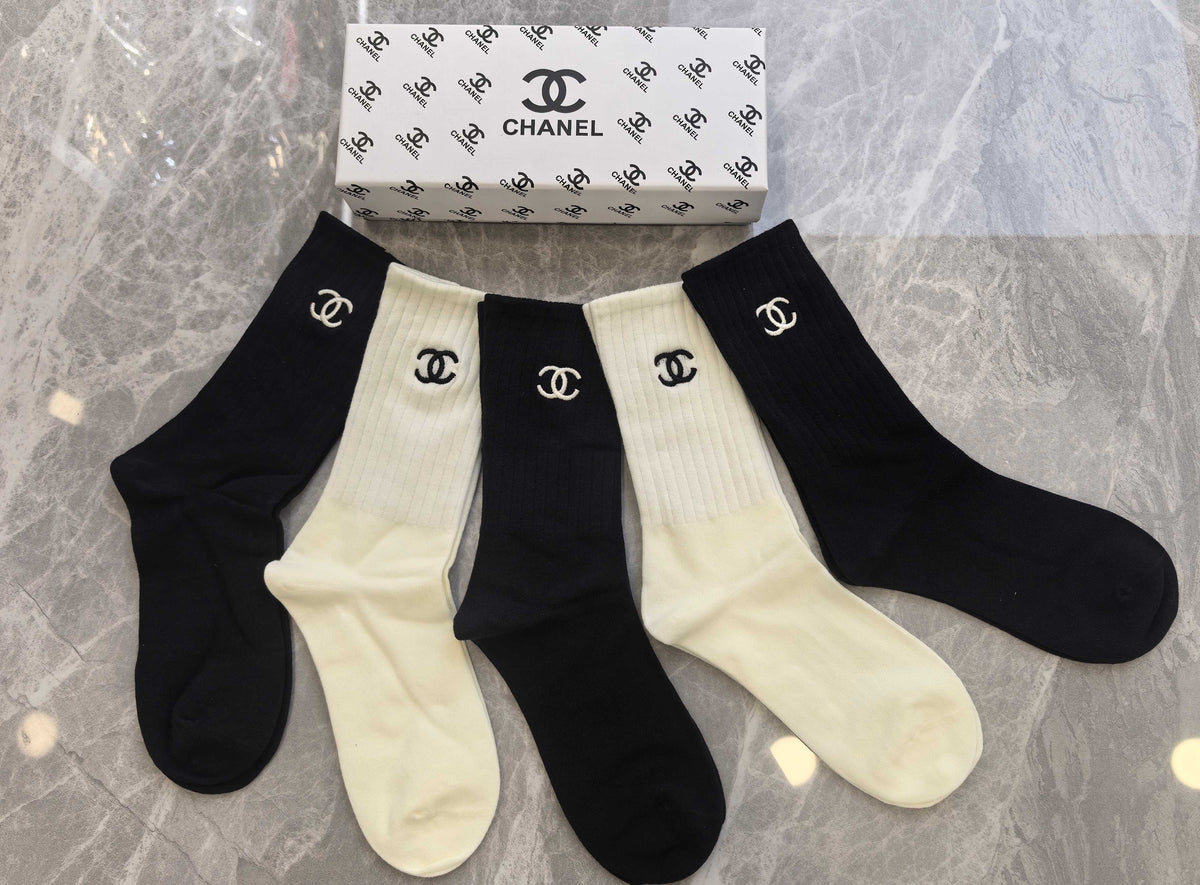 Chanel Cotton Crew Socks - 5-Pair Pack