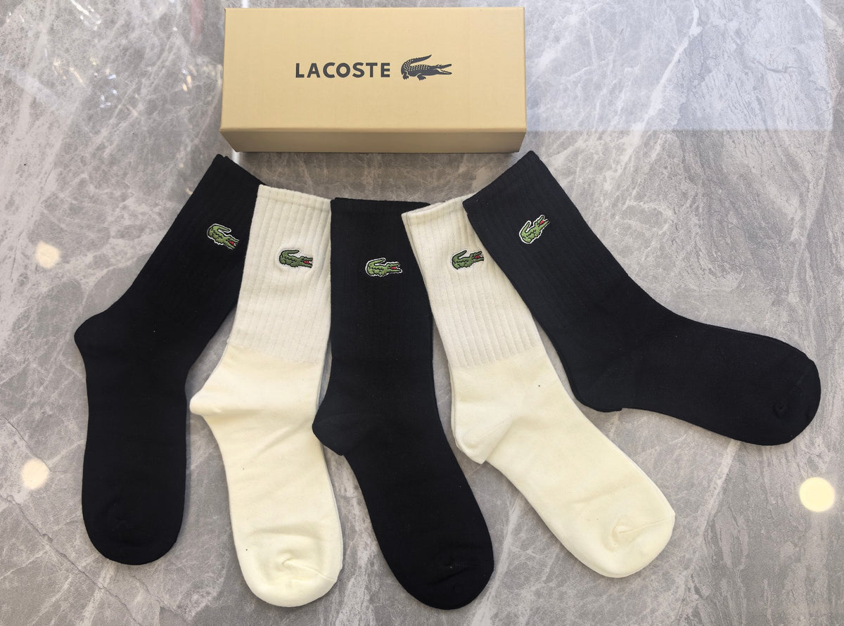 Lacoste Cotton Crew Socks - 5-Pair Pack