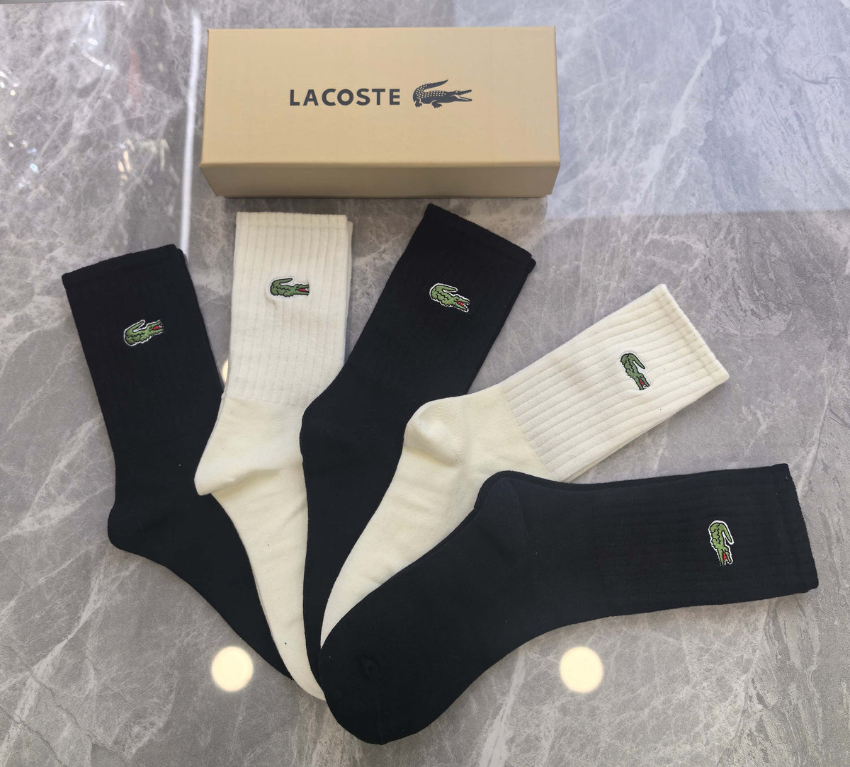 Lacoste Cotton Crew Socks - 5-Pair Pack