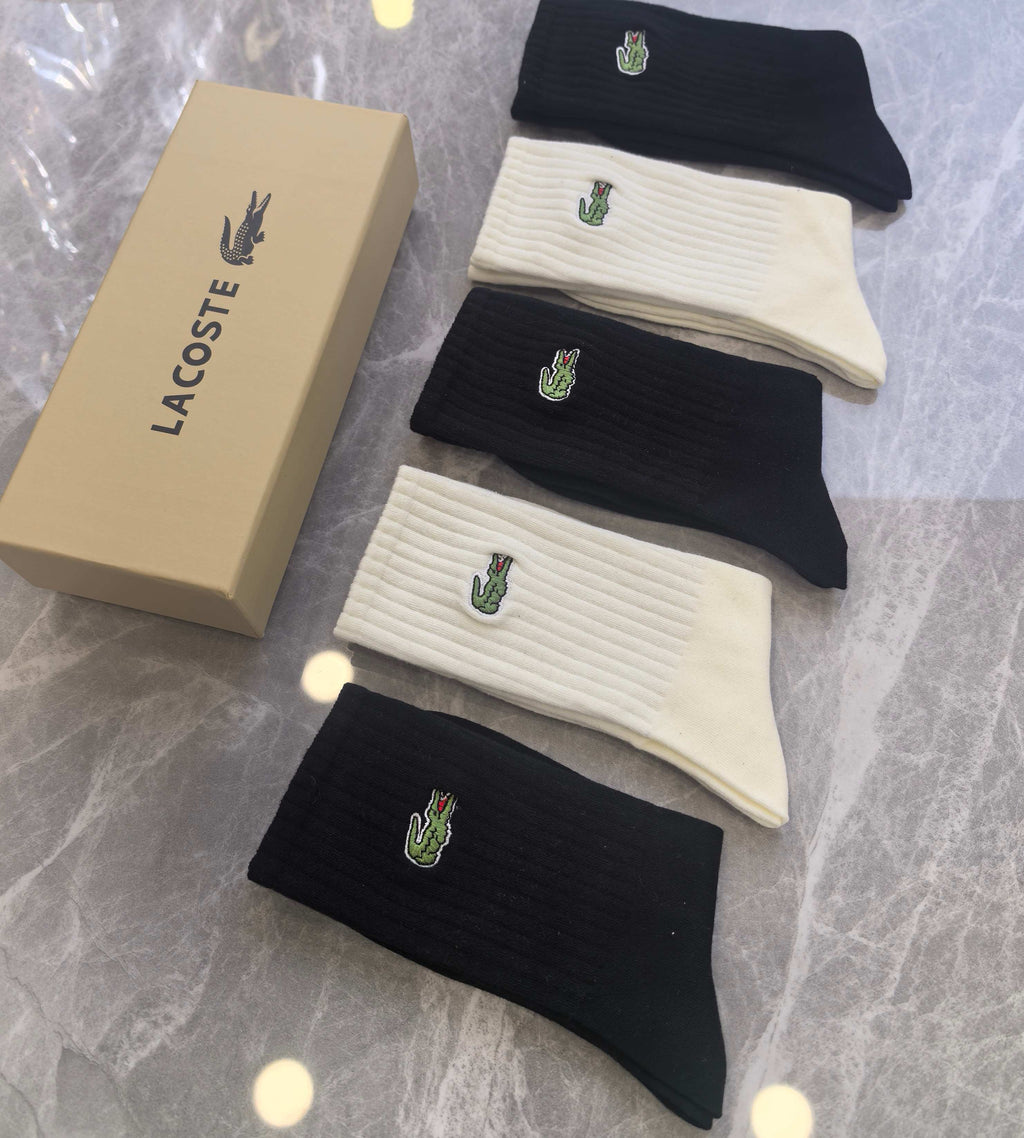 Lacoste Cotton Crew Socks - 5-Pair Pack