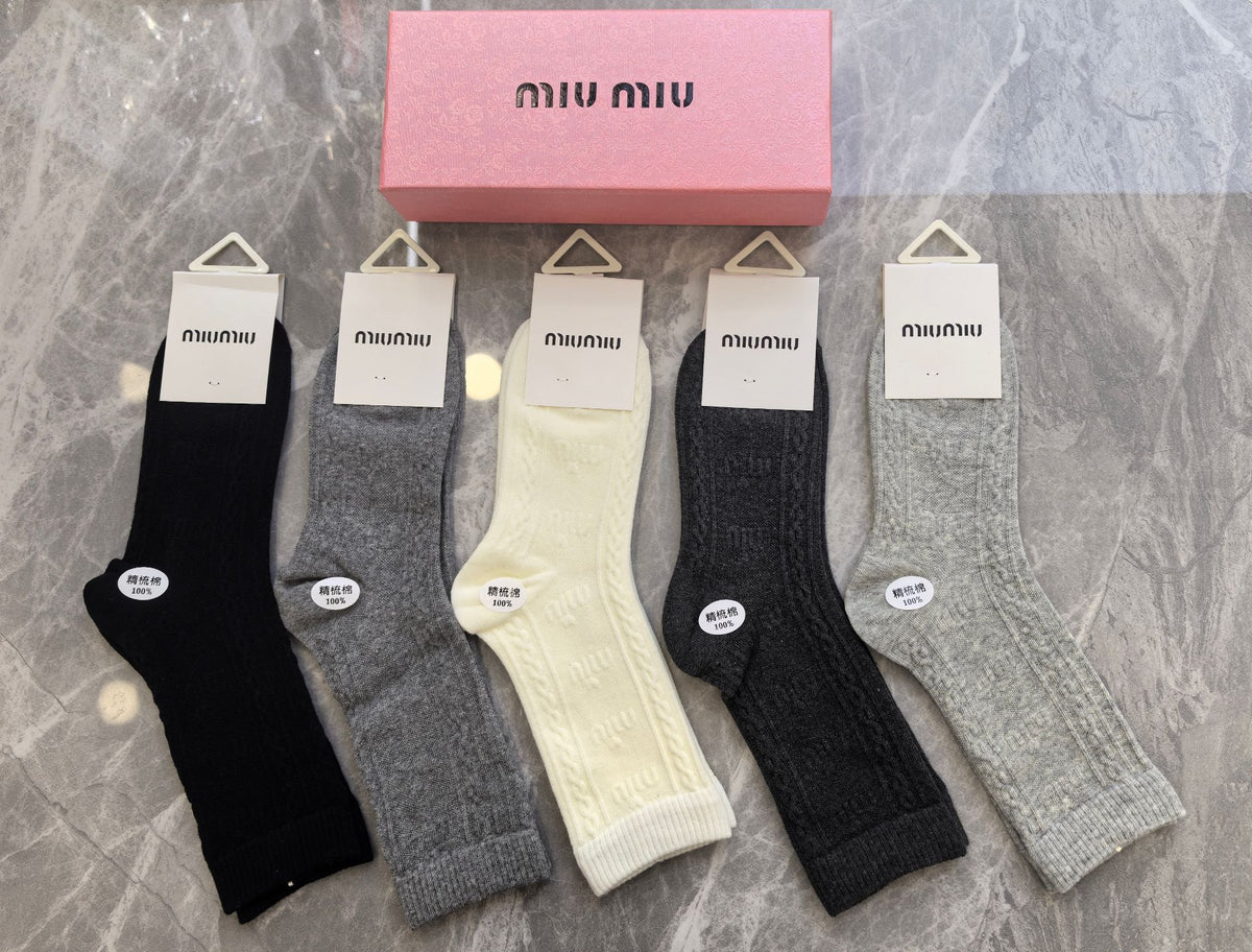 Miu Miu Cotton Crew Socks - 5-Pair Pack