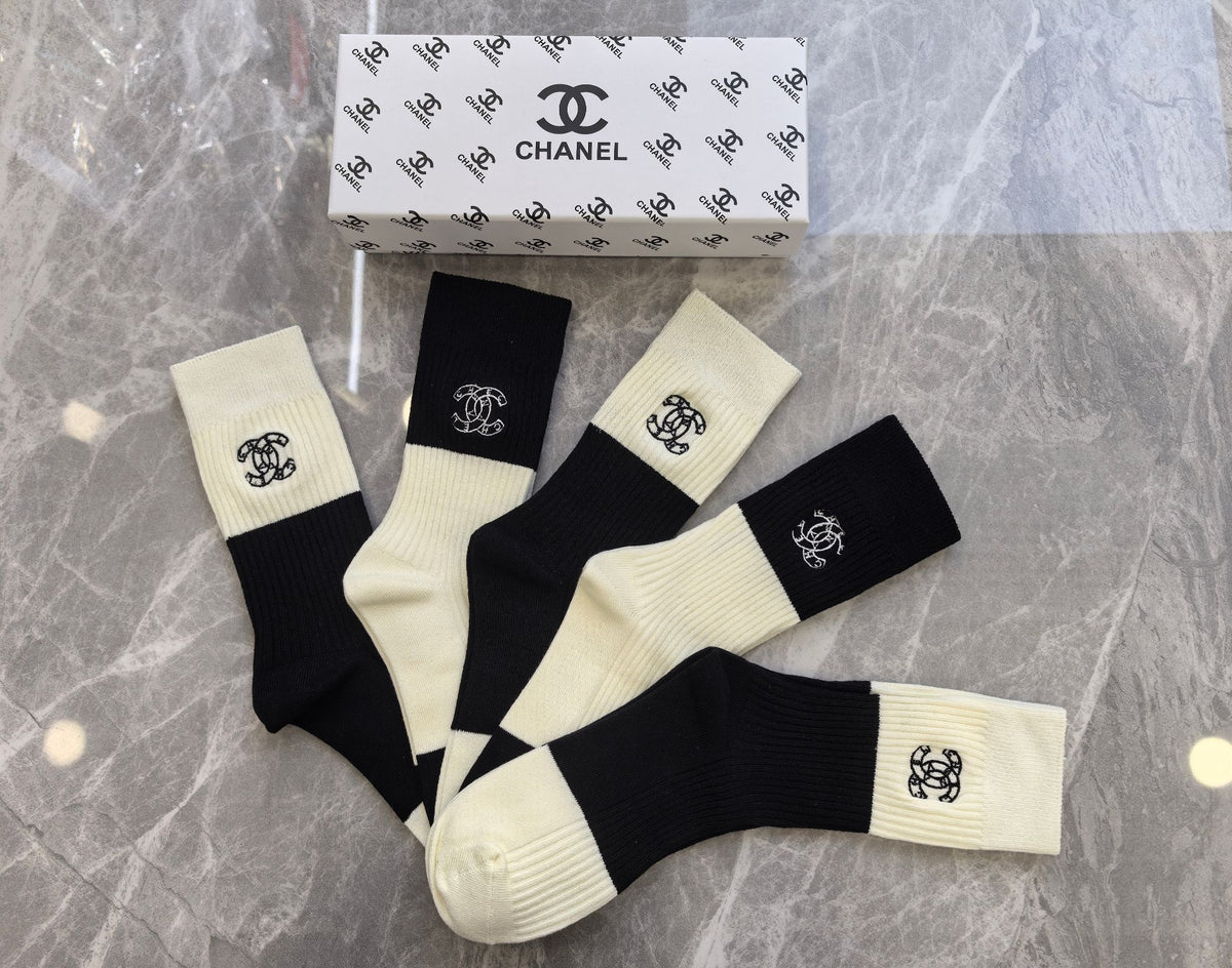 Chanel Cotton Crew Socks - 5-Pair Pack