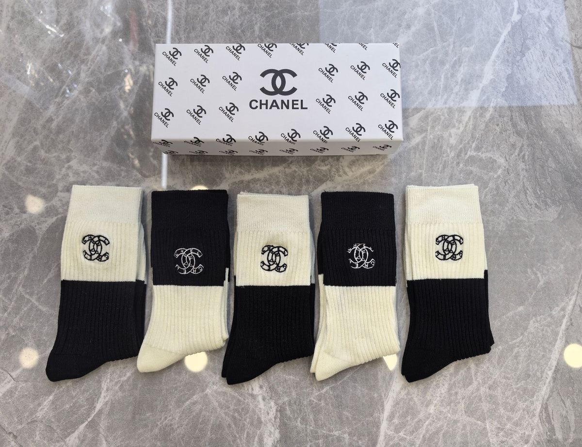 Chanel Cotton Crew Socks - 5-Pair Pack