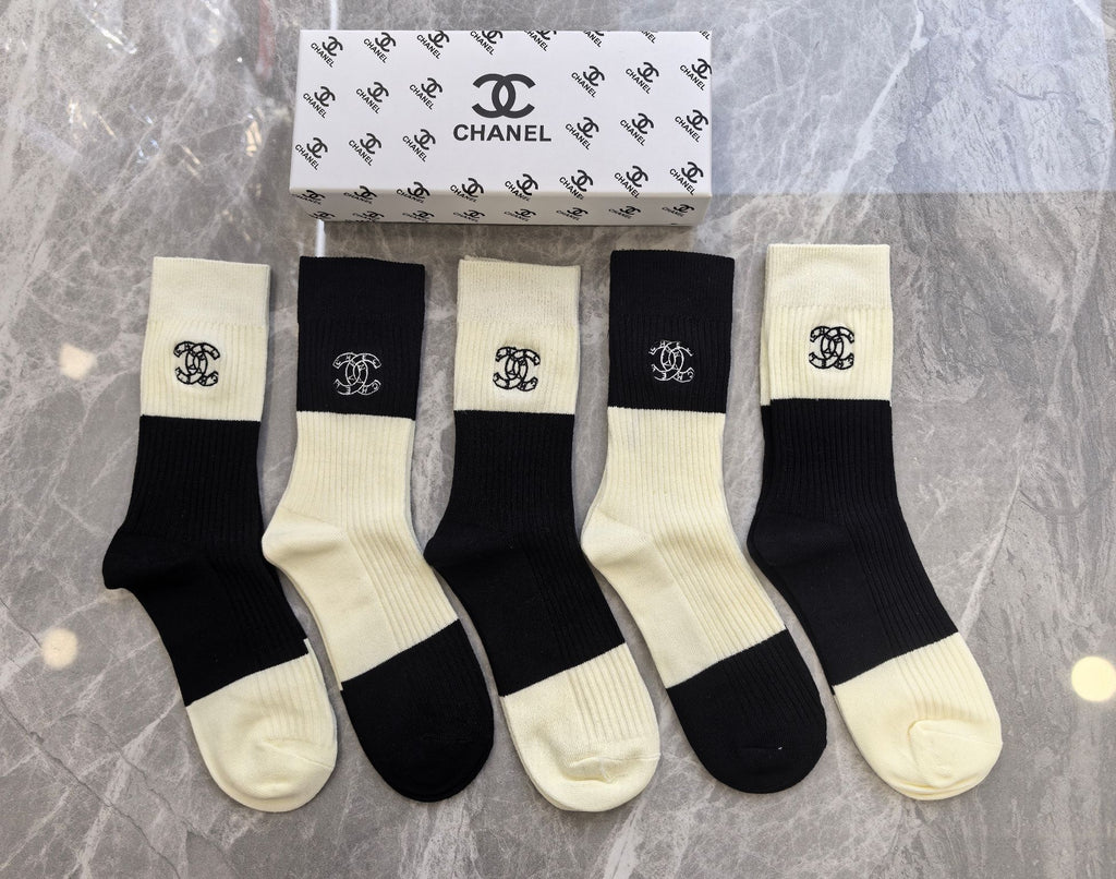 Chanel Cotton Crew Socks - 5-Pair Pack