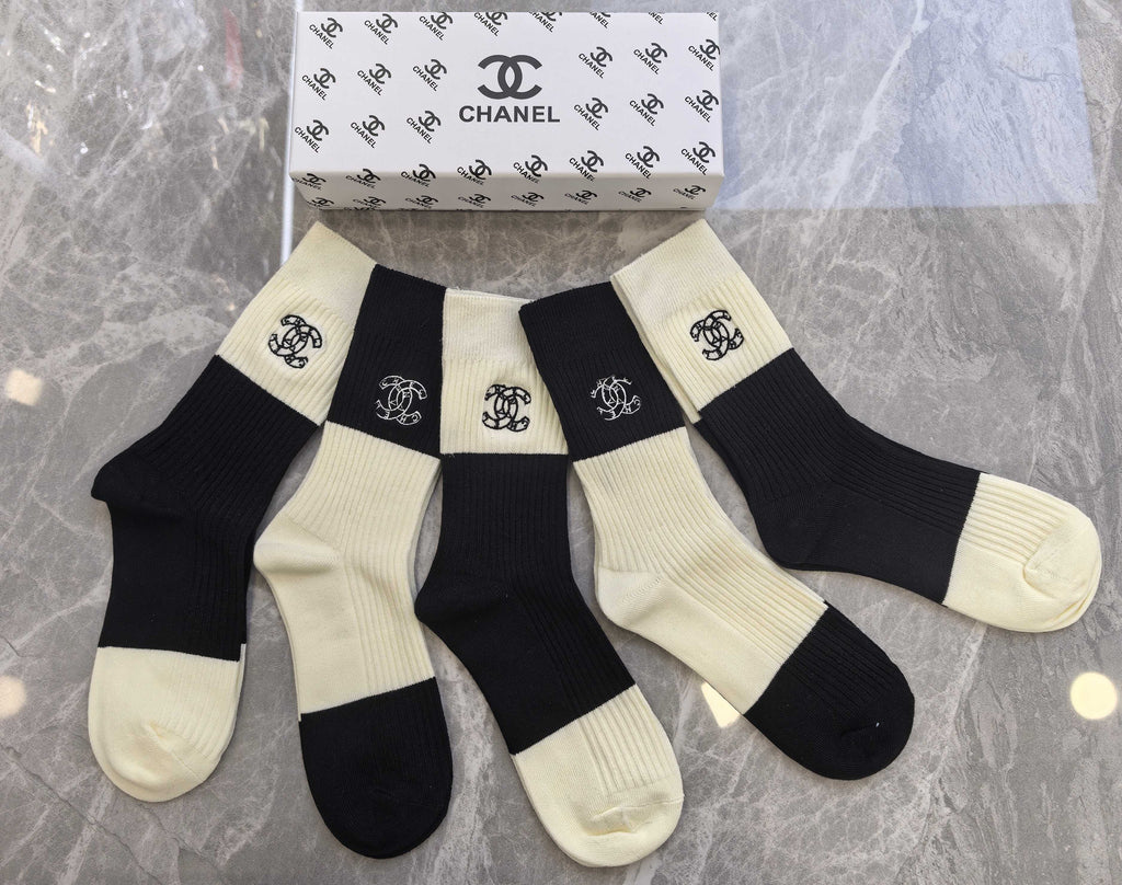 Chanel Cotton Short Socks - 5-Pair Pack