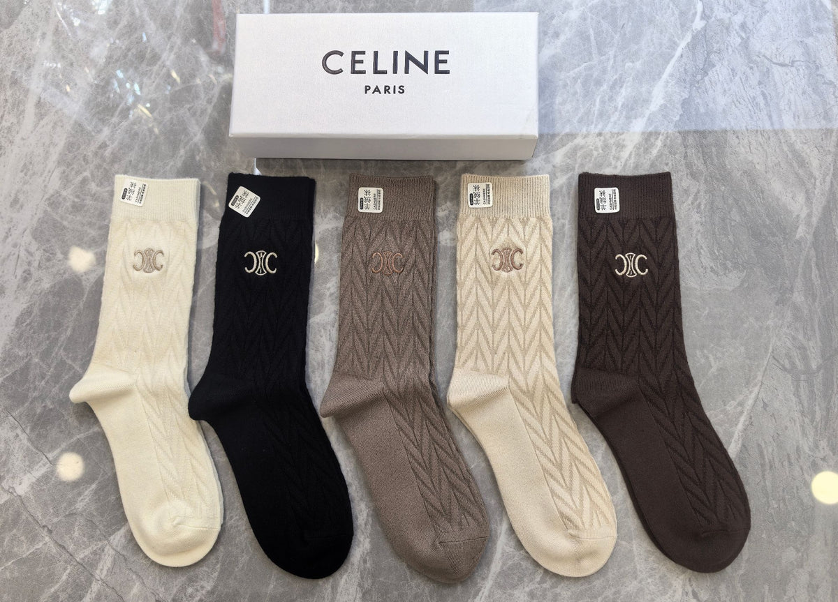 Celine Crew Socks - 5-Pair Pack