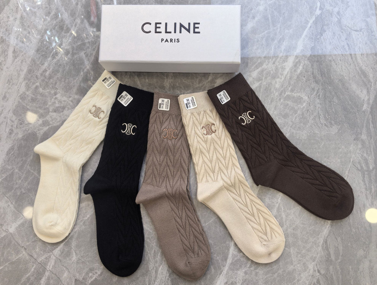 Celine Crew Socks - 5-Pair Pack