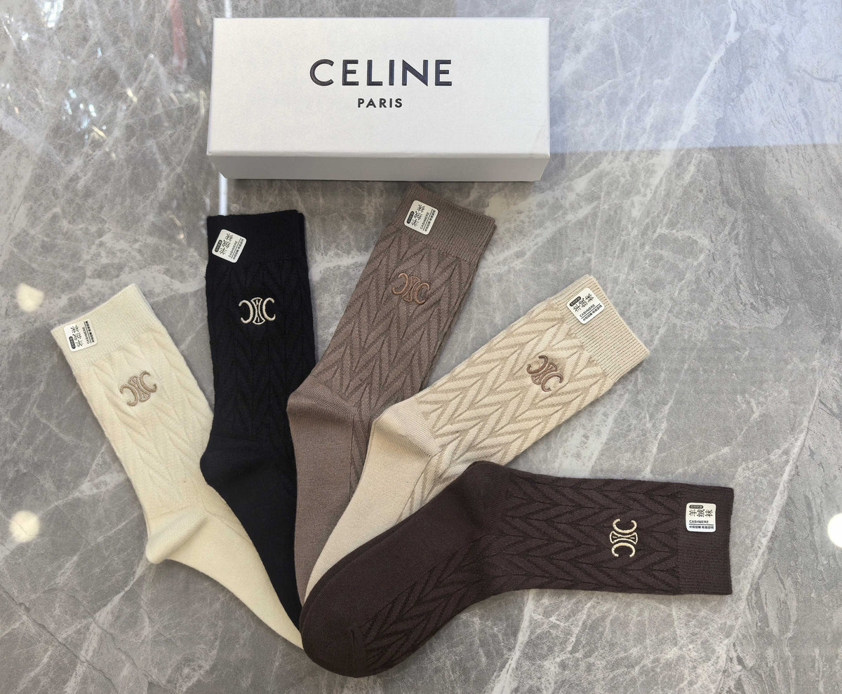 Celine Crew Socks - 5-Pair Pack